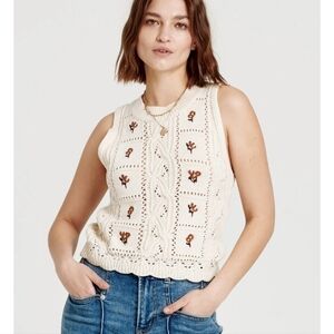 NEW Another Love Women's Lorelei Cable Knit Tank Sweater Vintage Cream Sz M $58